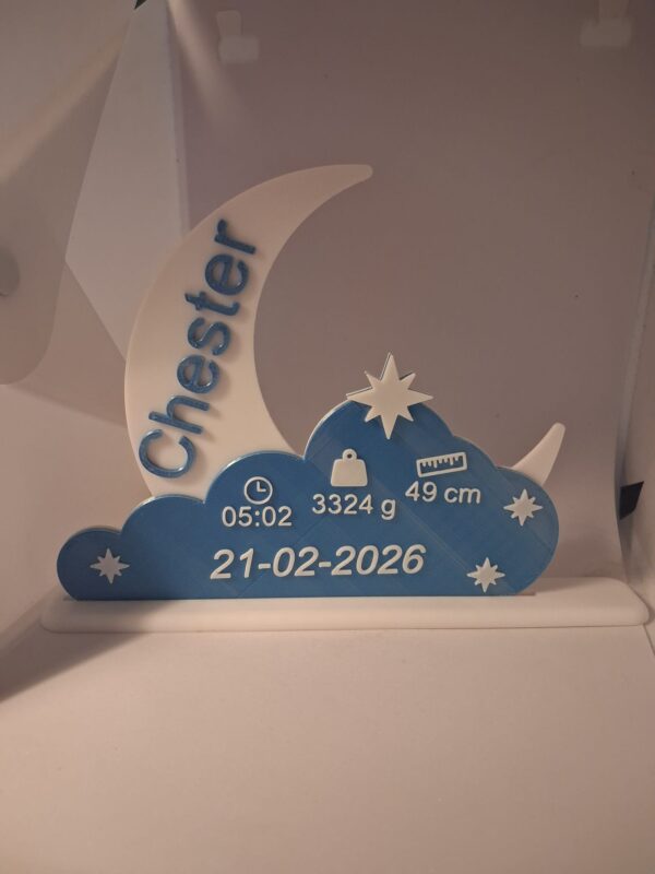 Gepersonaliseerd naambord met gegevens 3D-geprint geboortebord met persoonlijke geboortegegevens